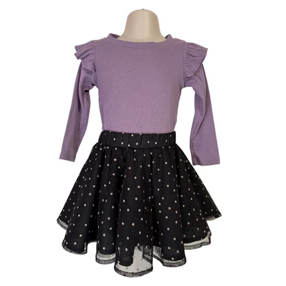 2 Pieces Art Class Black Sparkle Tutu Tule Skirt & Old Navy Polka Dot Skirt - Picture 9 of 12
